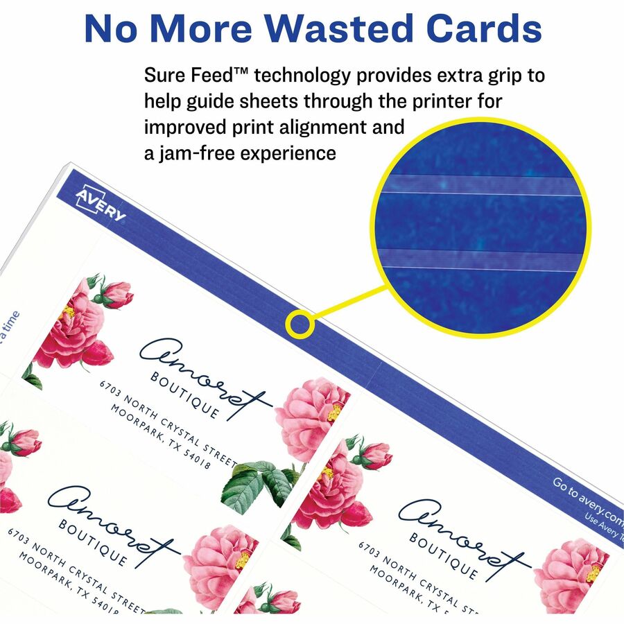 Avery® Micro-Perforated Business Cards for Laser Printers, 2" x 3-1/2" - 5371