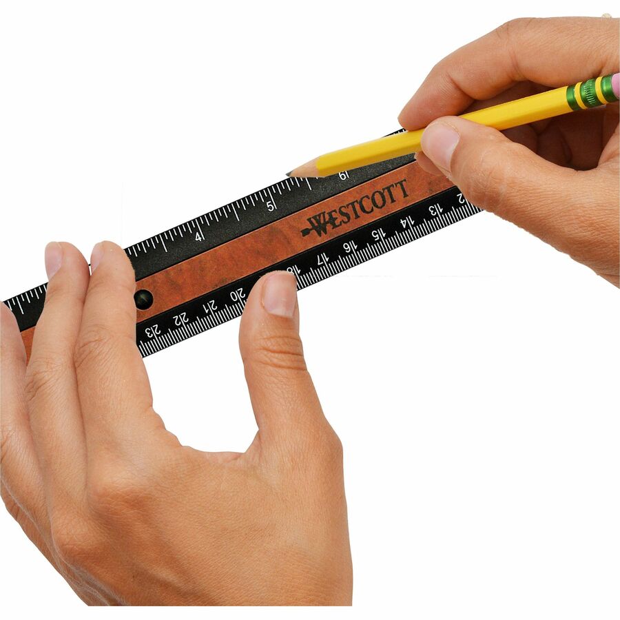 Westcott 12" KleenEarth Faux Burled Wood Ruler - 14077