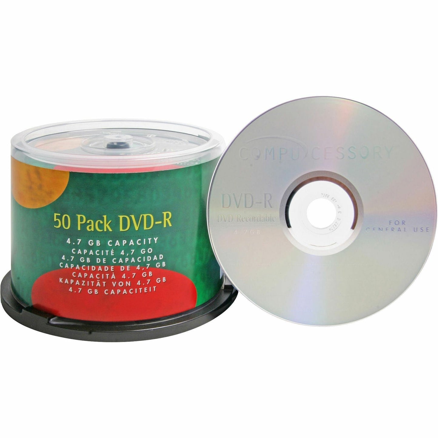 Compucessory DVD Recordable Media - DVD-R - 16x - 4.70 GB - 50 / Pack - Silver