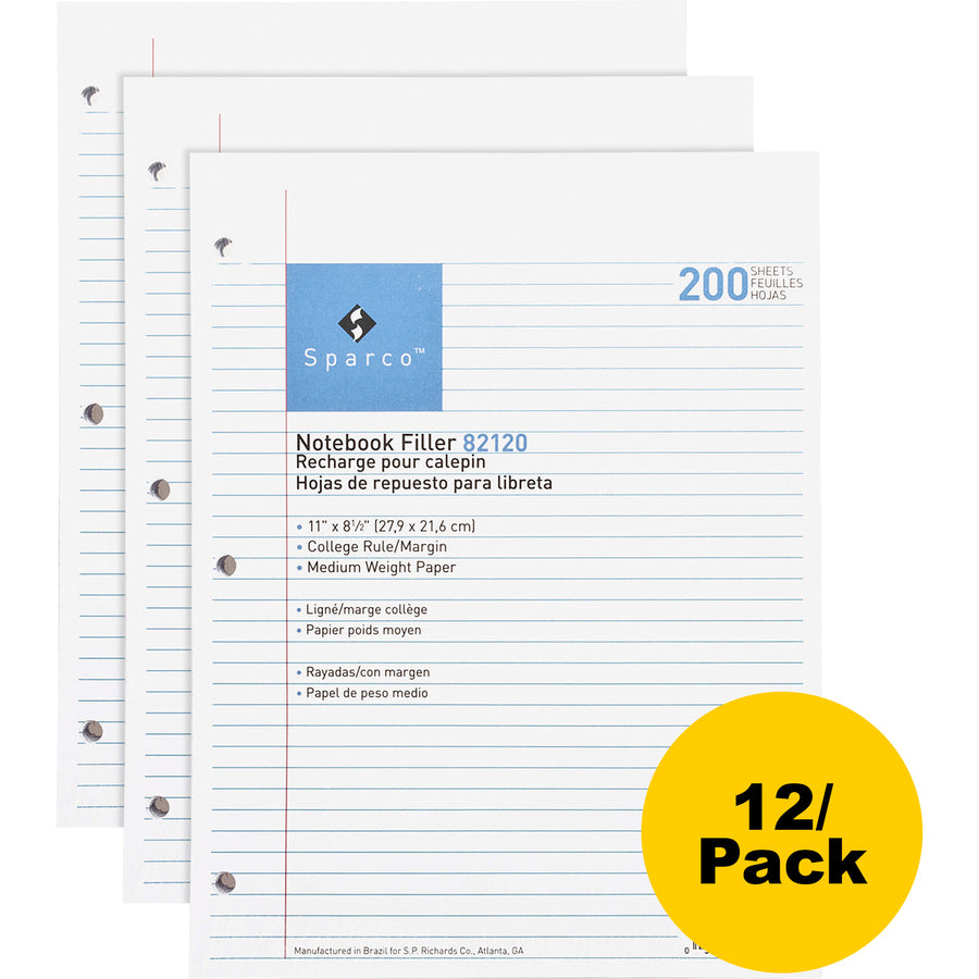 Sparco Notebook Filler Paper - Letter - 82120
