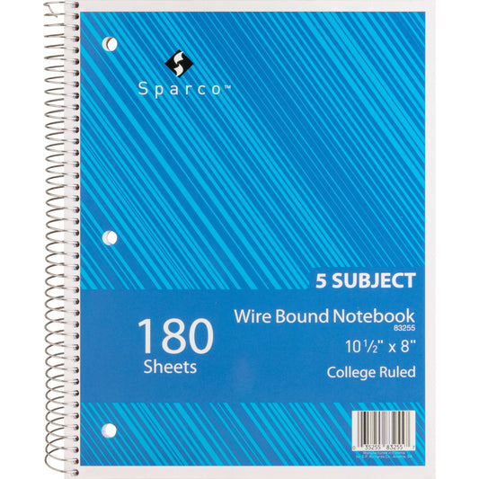 Sparco Wirebound College Ruled Notebooks