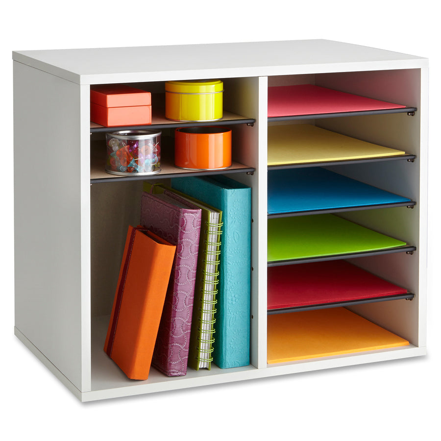 Safco Adjustable 12-Slot Wood Literature Organizer - 9420GR
