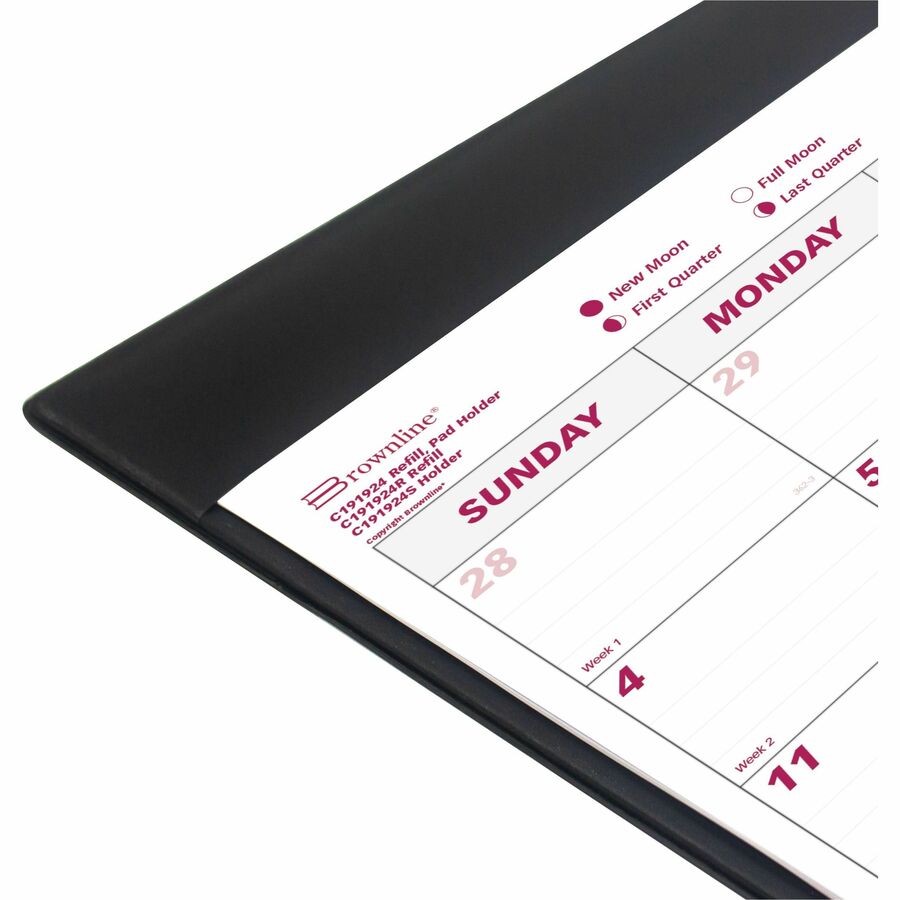 Brownline 2026 12-Month Monthly Desk Pad Calendar with Vinyl Holder - January to December - 24-1/4" x 19-1/8" - English - C191924