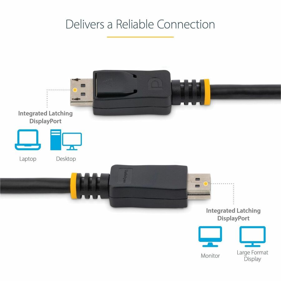 StarTech.com 6ft (2m) DisplayPort 1.2 Cable, 4K x 2K UHD VESA Certified DisplayPort Cable, DP Cable/Cord for Monitor, w/ Latches - DISPLPORT6L