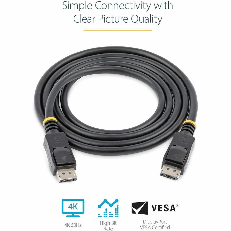 StarTech.com 6ft (2m) DisplayPort 1.2 Cable, 4K x 2K UHD VESA Certified DisplayPort Cable, DP Cable/Cord for Monitor, w/ Latches - DISPLPORT6L