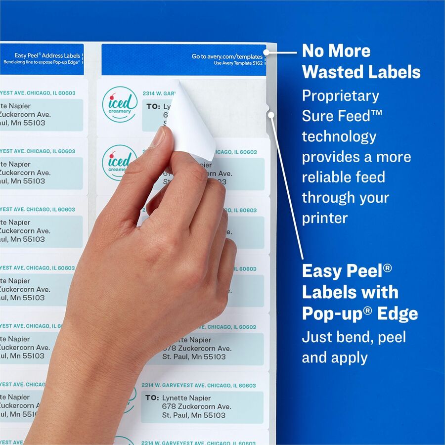 Avery® White Rectangle Labels with Sure Feed™ Technology,Easy Peel®, 1" x 4" , for Laser and Inkjet Printers - 05161