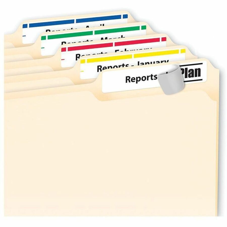 Avery® Filing Labelswith TrueBlock™ Technology for Laser and Inkjet Printers, 2/3" x 3-7/16" , Assorted Colours, 600/pk - 05266