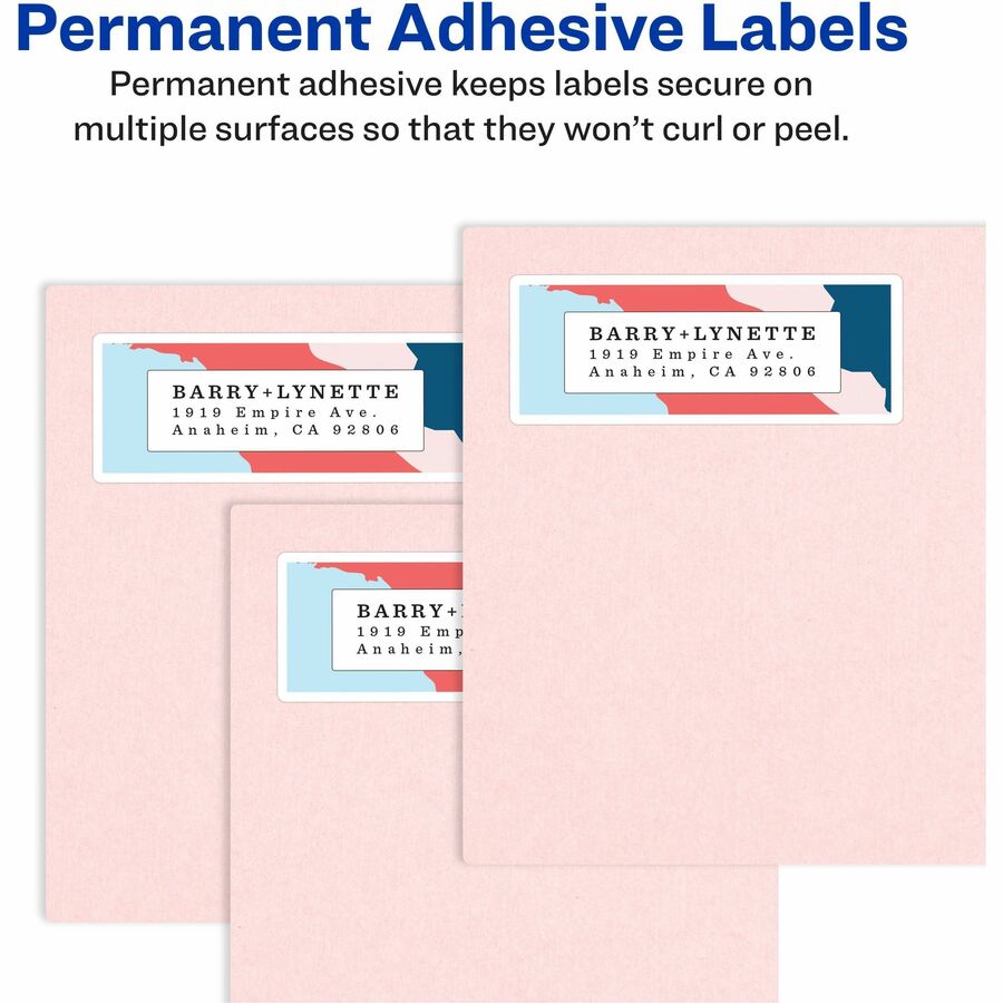 Avery® White Rectangle Labels with Sure Feed™ TechnologyEasy Peel®, 1" x 4" , for Laser and Inkjet Printers - 05961
