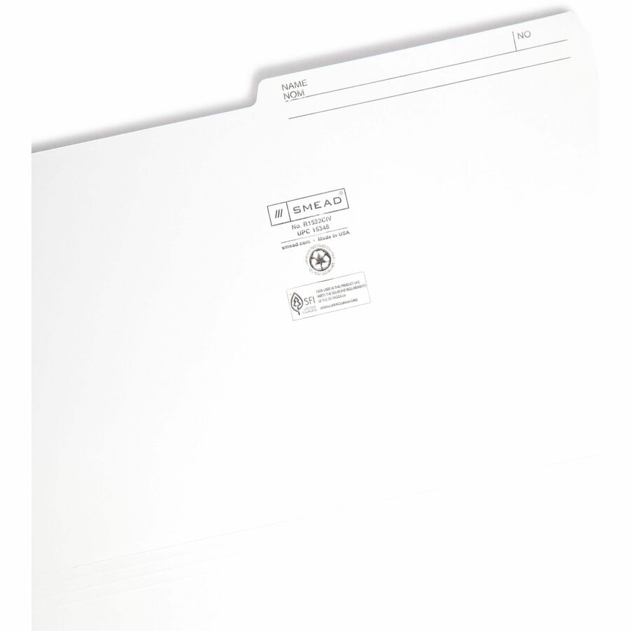 Smead 1/2 Tab Cut Legal Recycled Top Tab File Folder - 15348