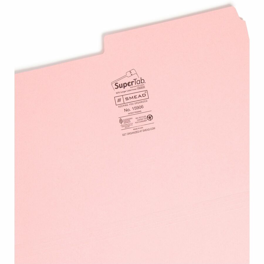 Smead SuperTab 1/2 Tab Cut Legal Recycled Top Tab File Folder - 15906