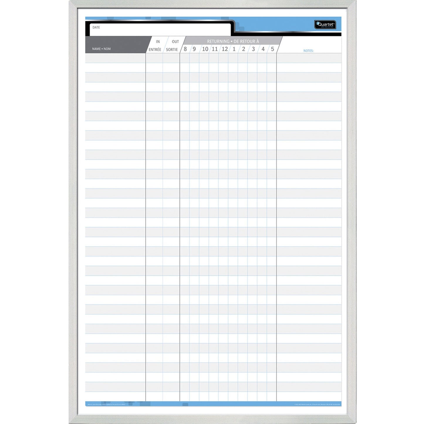 Quartet Bilingual Personnel Dry-Erase Board