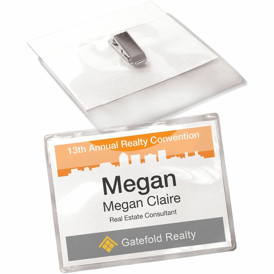 Avery® Garment Friendly Clip Style Name Badge Kitfor Laser and Inkjet Printers, 4" x 3" - 74467