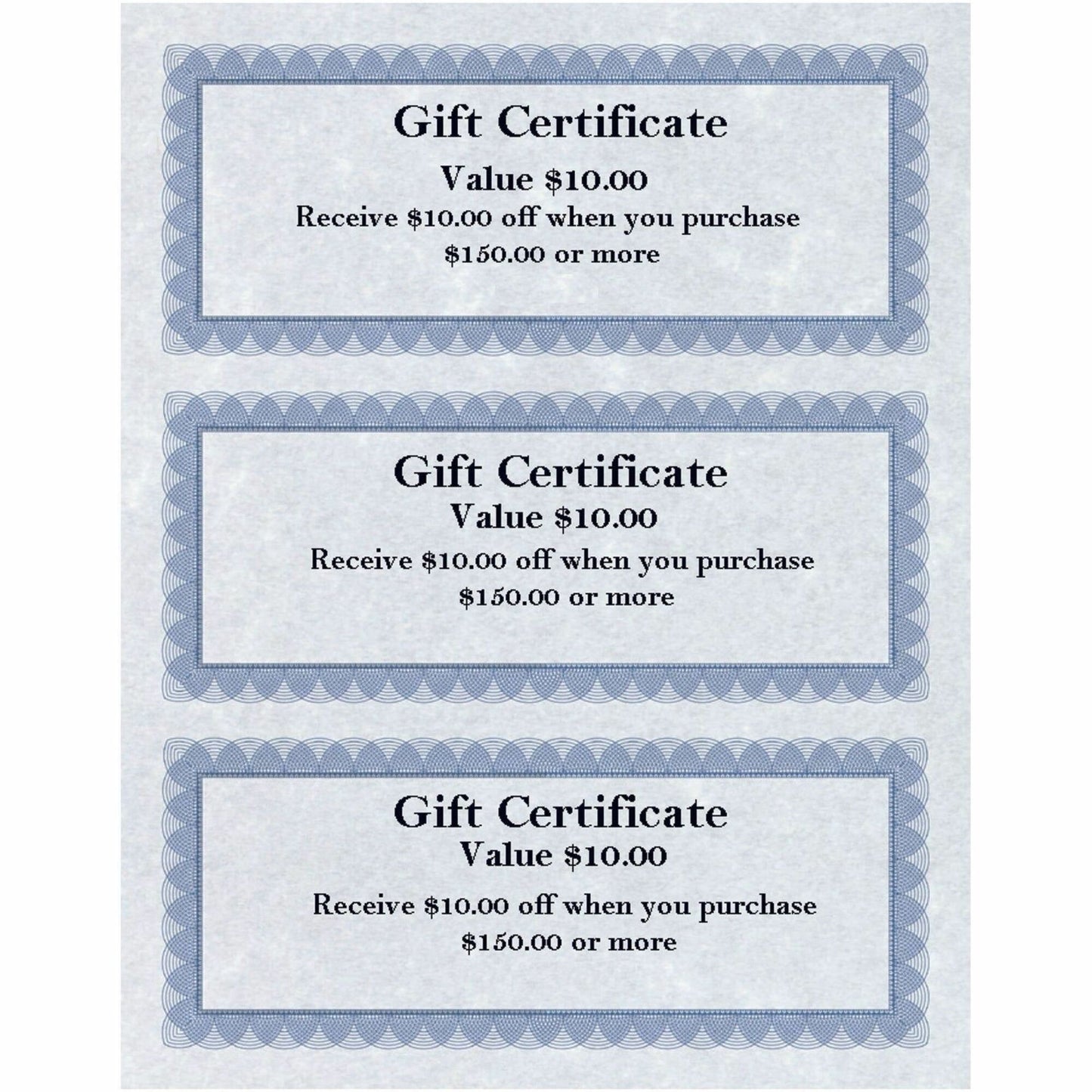 St. James® Gift Certificates, 24 lb Paper, Regent Blue, Pack of 75, 83403