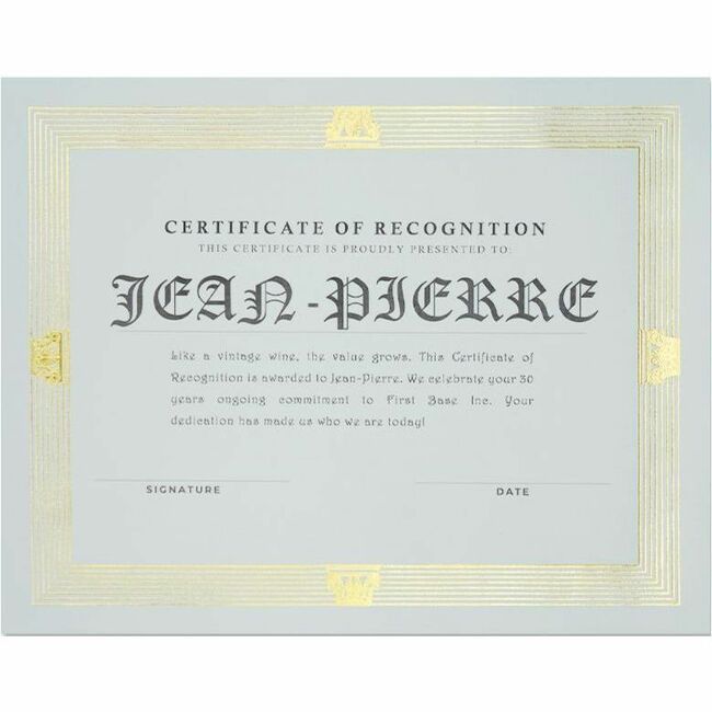 St. James® Elite™ Certificates, Natural Linen with Capital Gold Foil Design, Pack of 12, 83427