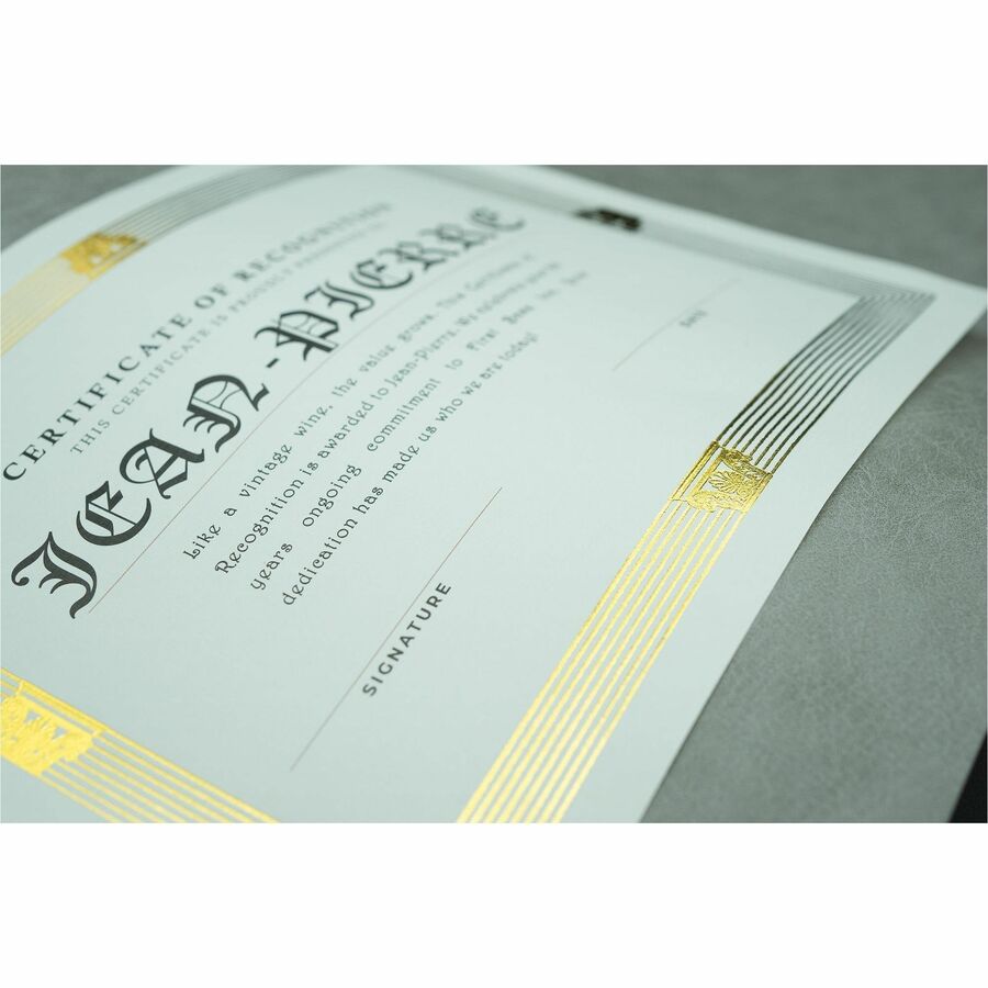 St. James® Elite™ Certificates, Natural Linen with Capital Gold Foil Design, Pack of 12, 83427 - 83427