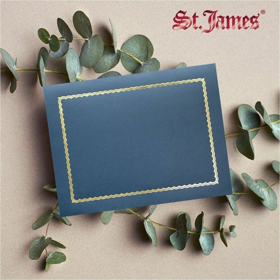 St. James® Classic Linen Certificate Holders with Gold Foil, Navy Blue, Pack of 5, 83434 - 83434