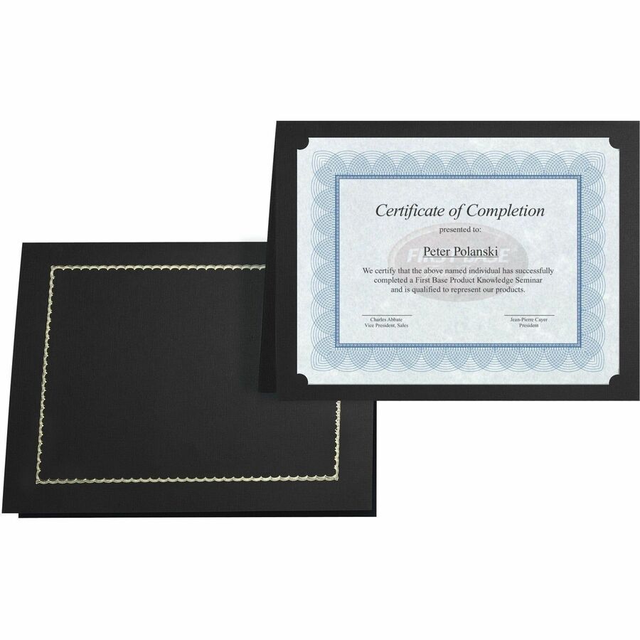St. James® Classic Linen Certificate Holders with Gold Foil, Black, Pack of 5, 83464 - 83464