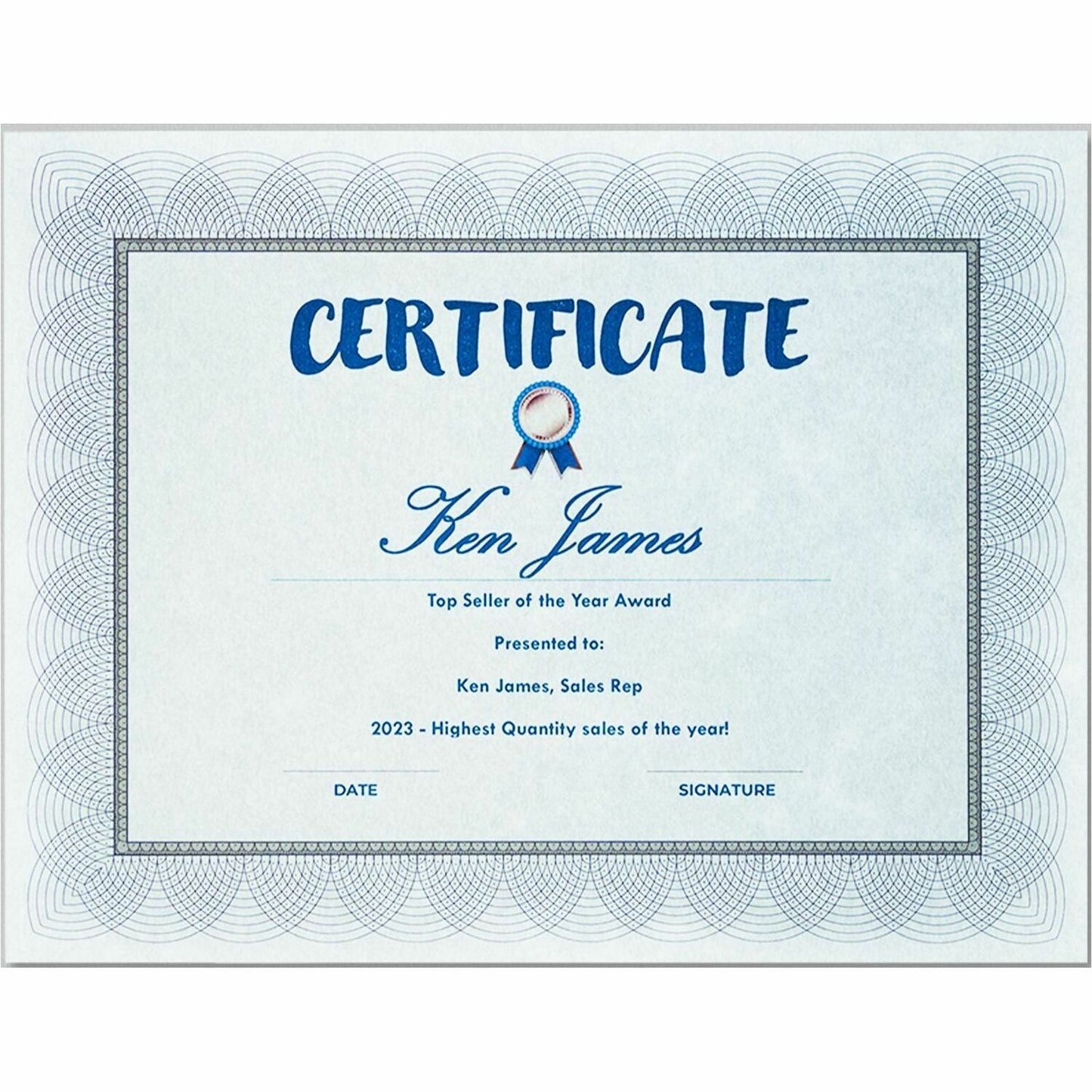 St. James® Certificates, 24 lb Paper, Regent Blue, Pack of 100, 83500