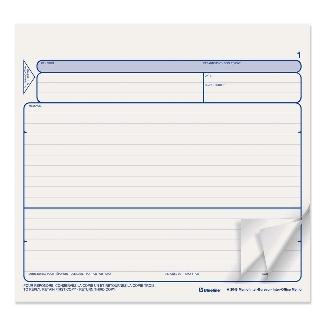 Blueline Triplicate Bilingual Inter-Office Memo Form