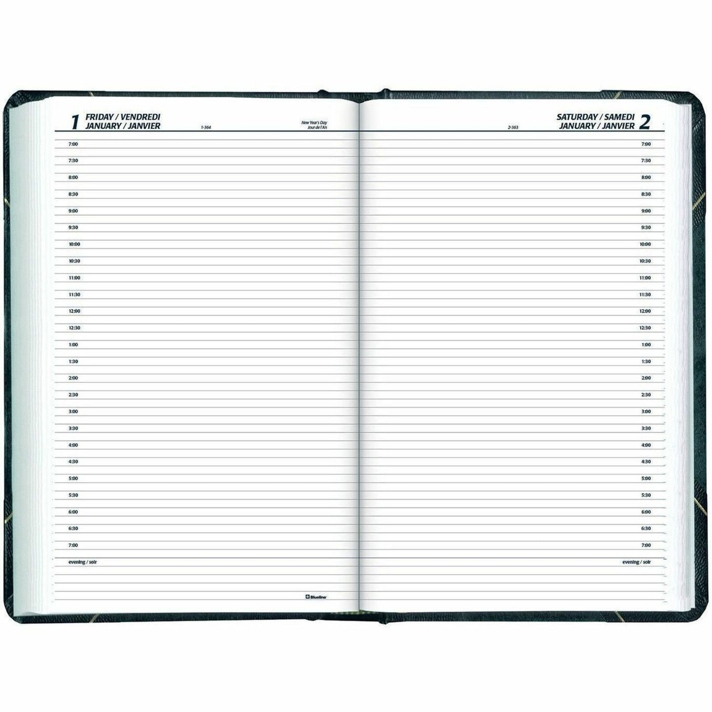 Blueline Traditional Daily Planner, 13-3/8" x 8" , Bilingual, Green