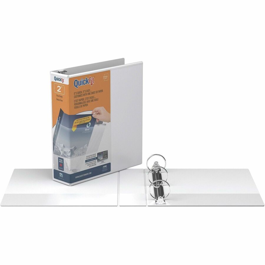 QuickFit Clear-View Binder, 3-Ring Binder, Round Ring, 2 Inch, White - 871300
