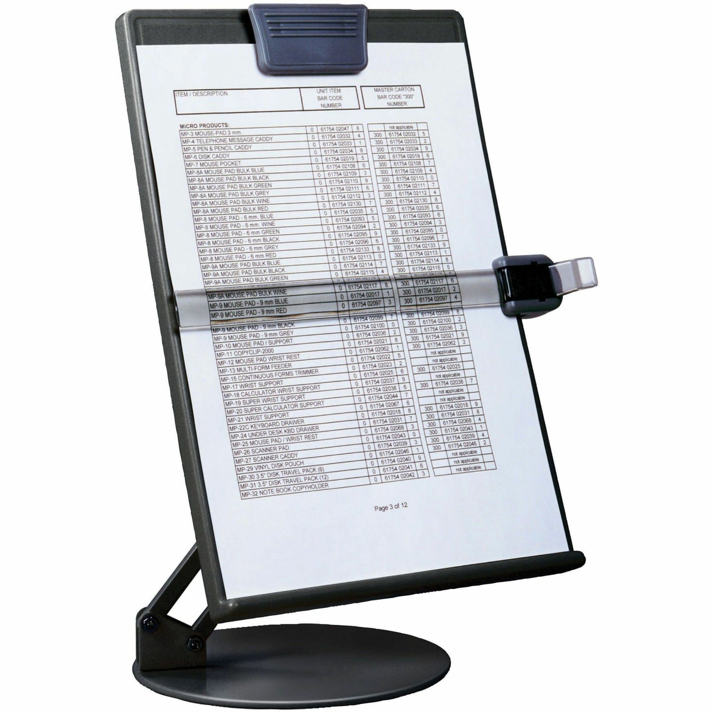 DAC® EH-17006-BLK Euroholder Desktop Adjustable Copyholder, Black