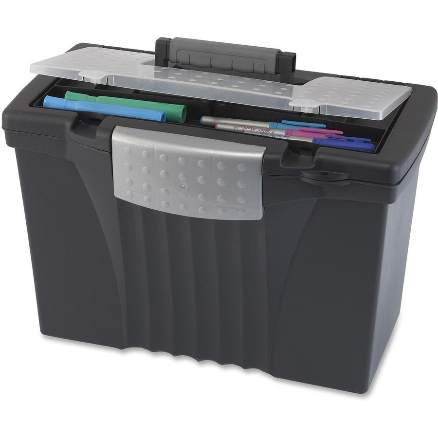Storex Supply Compartment Plastic File Box - 61510B04C