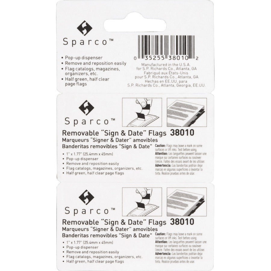 Sparco "Sign & Date" Preprinted Flags in Dispenser - 38010