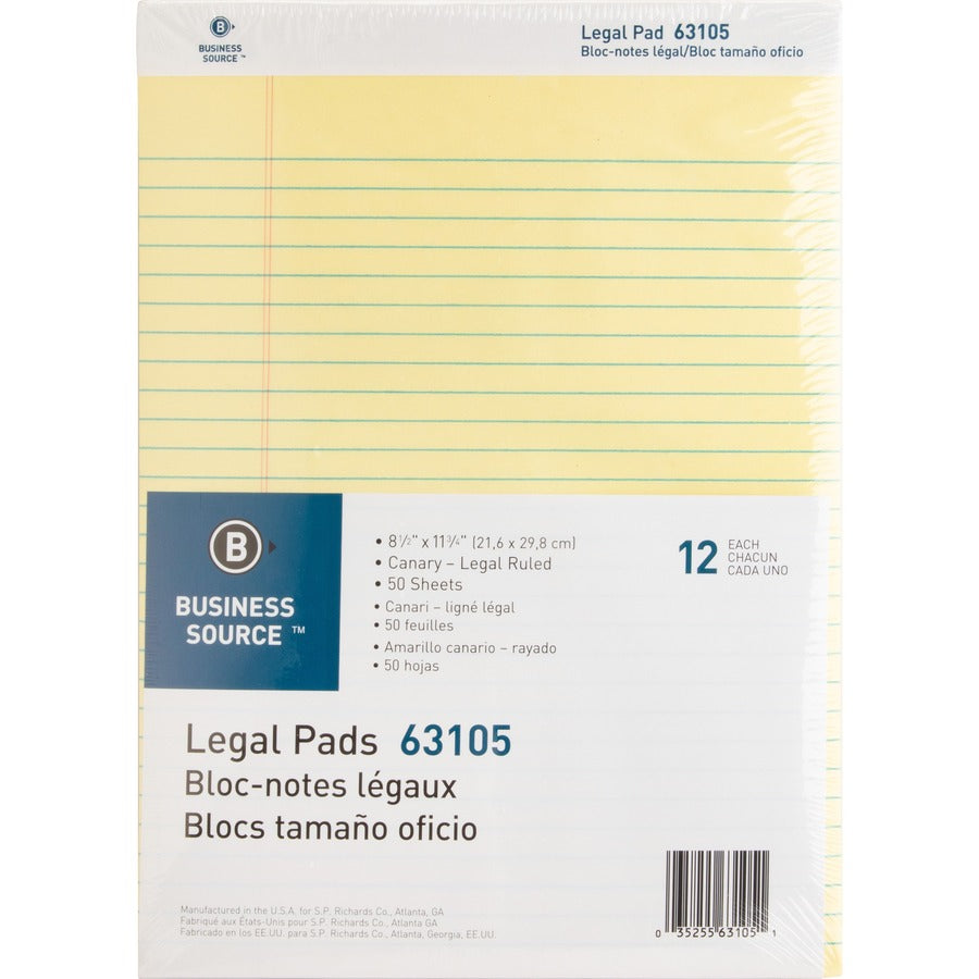 Business Source Micro-Perforated Legal Ruled Pads - 63105