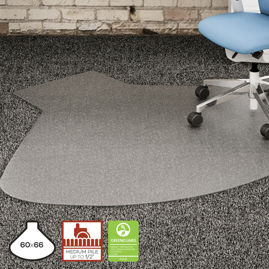 Lorell L-Workstation Medium-pile Chairmat - 69156