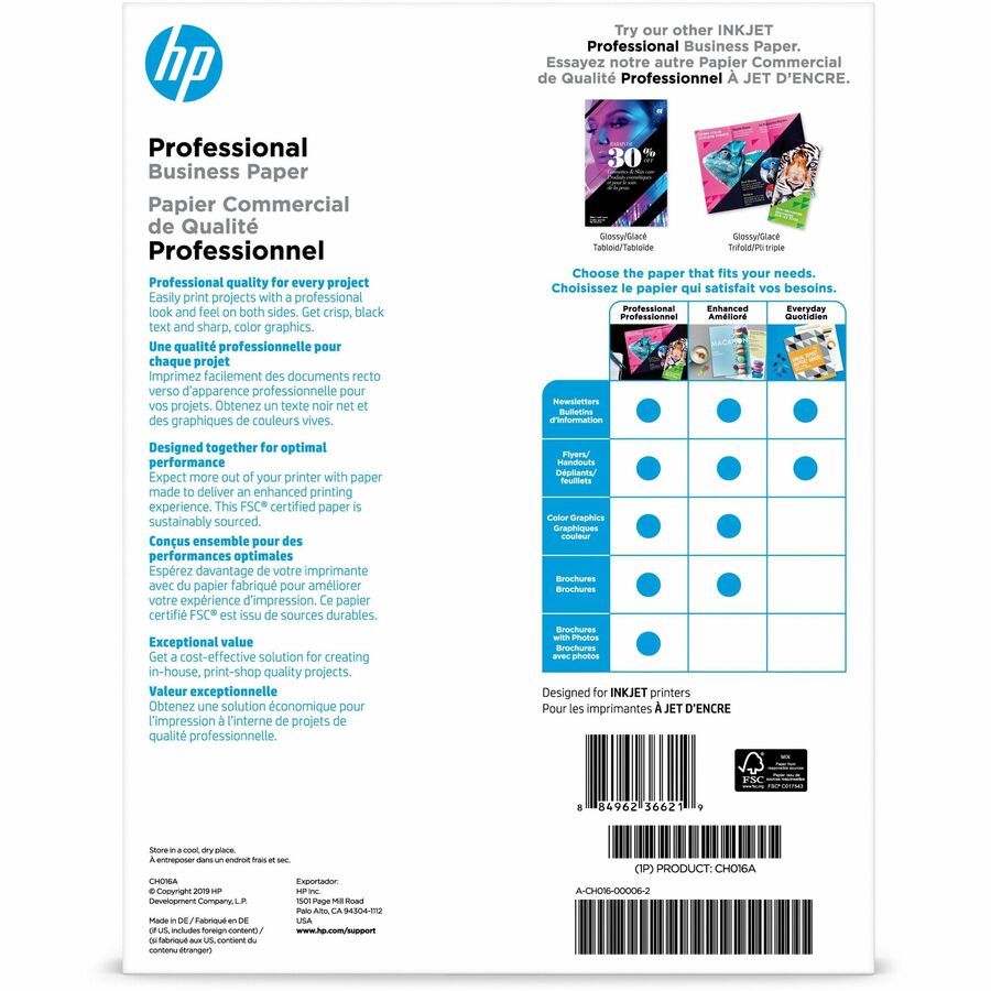 HP Matte Inkjet Brochure Paper - White - CH016A