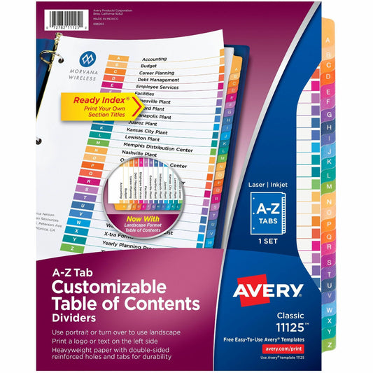 Avery® Ready Index® Table of Contents Dividers for Laser and Inkjet Printers, A-Z