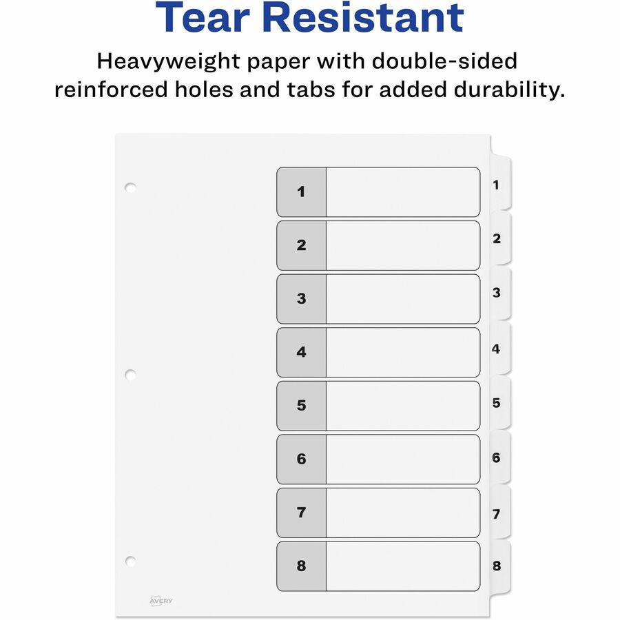 Avery® Ready Index® Table of Content Dividersfor Laser and Inkjet Printers, 8 tabs - 11132