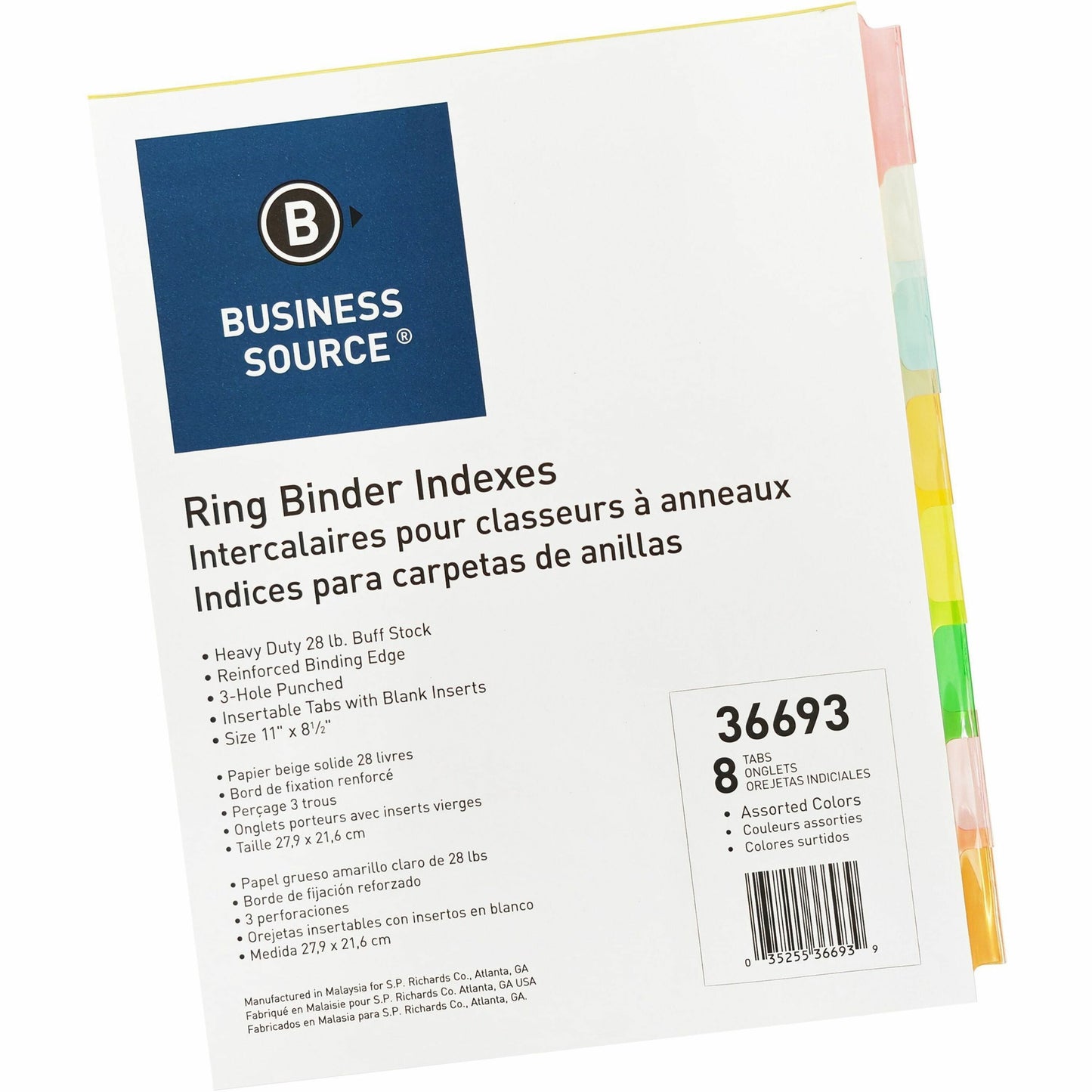 Business Source Insertable Tab Ring Binder Indexes