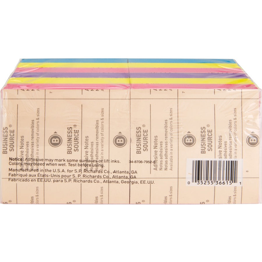 Business Source 3x3 Extreme Colors Adhesive Notes - 36615