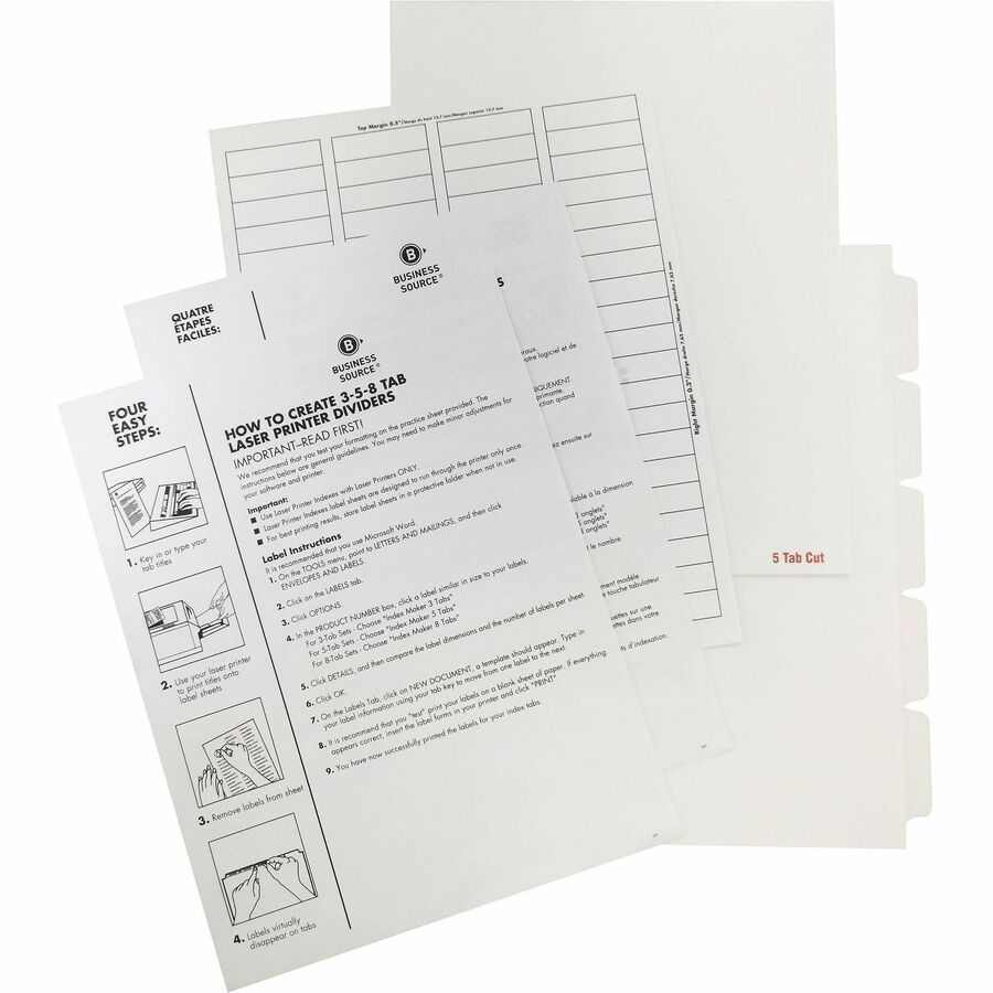 Business Source Un-punched Index Dividers Set - 16487
