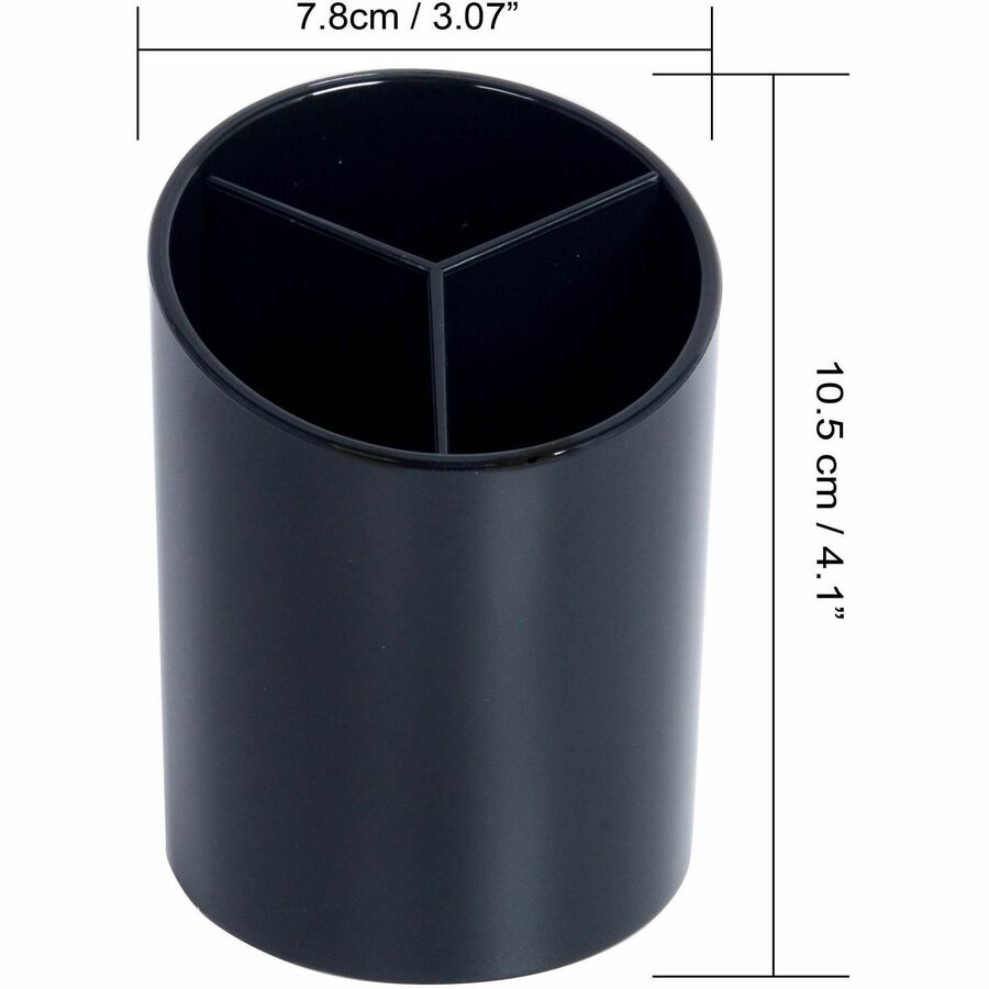 Business Source Large 3-Compartment Plastic Pencil Cup - 32355