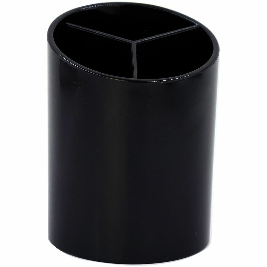 Business Source Large 3-Compartment Plastic Pencil Cup - 32355