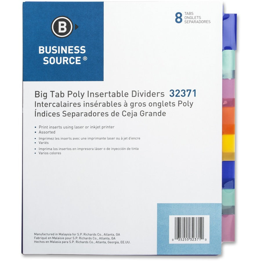 Business Source 3-Hole Poly Insert Index Dividers - 32371