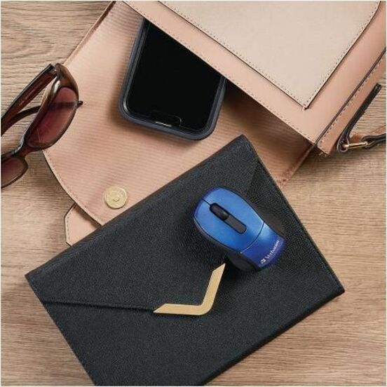 Verbatim Wireless Mini Travel Optical Mouse - Blue - 97471