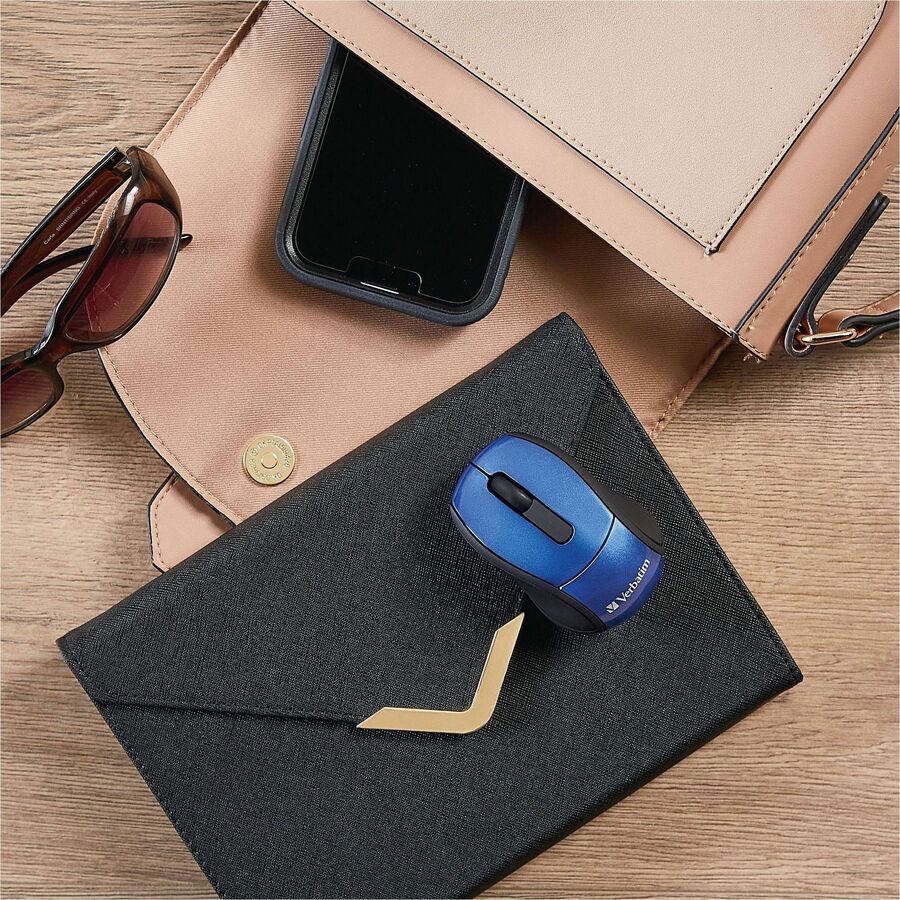 Verbatim Wireless Mini Travel Optical Mouse - Blue - 97471
