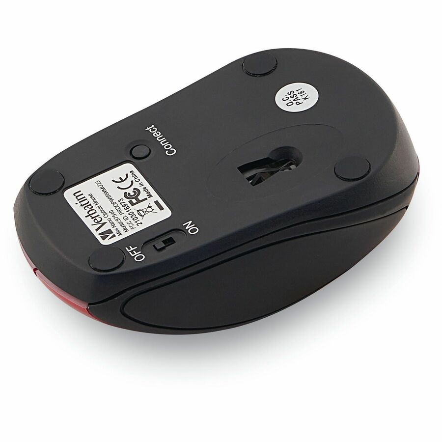 Verbatim Wireless Mini Travel Optical Mouse - Red - 97540