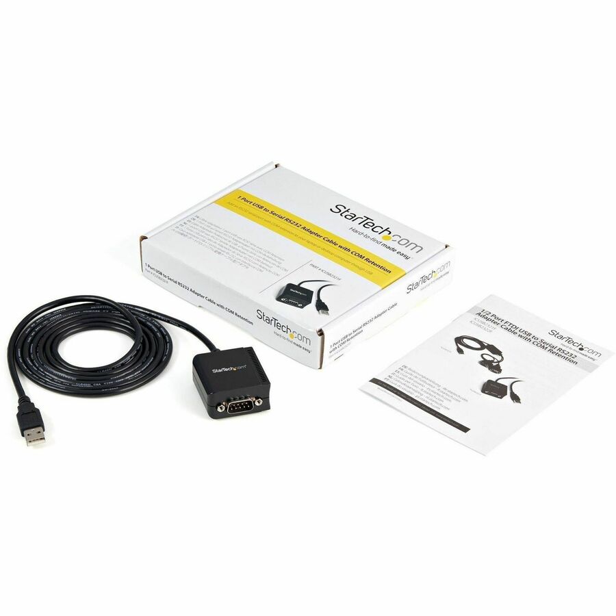 StarTech.com 6ft (1.8m) 1-Port FTDI USB to Serial RS232 Adapter Cable with COM Retention, USB to RS232 Adapter - TAA - ICUSB2321F
