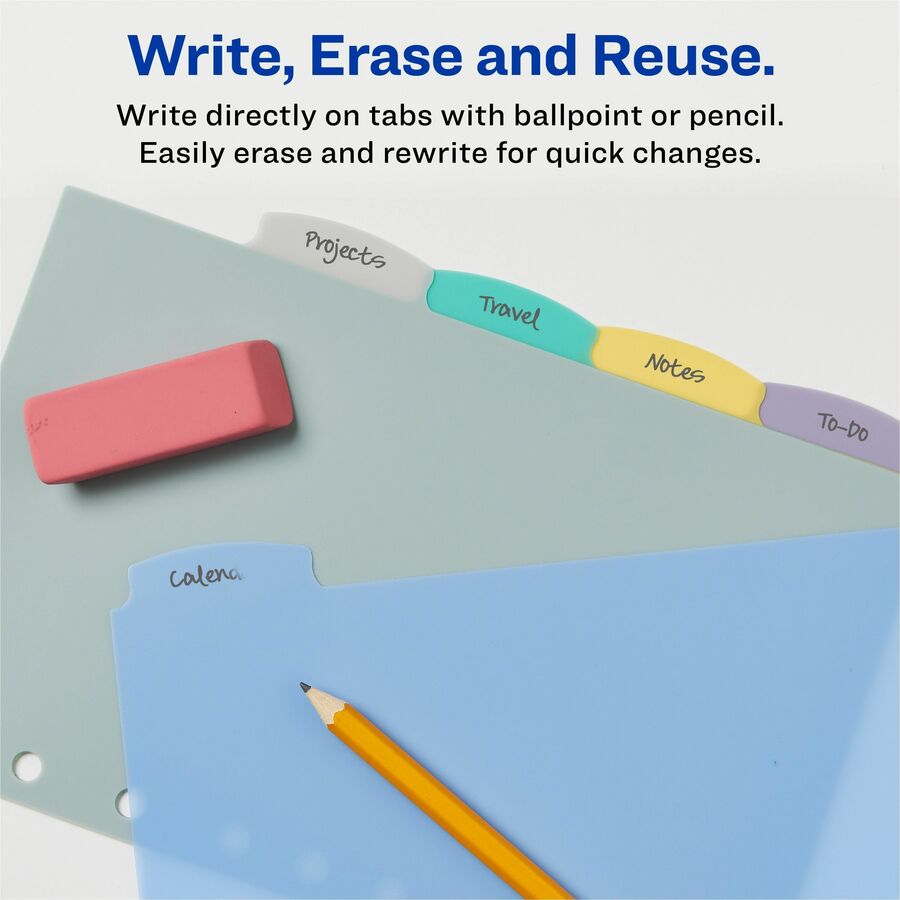 Avery® Durable Plastic Write-On Dividers 5-1/2" x 8-1/2" , 5 tabs - 16180