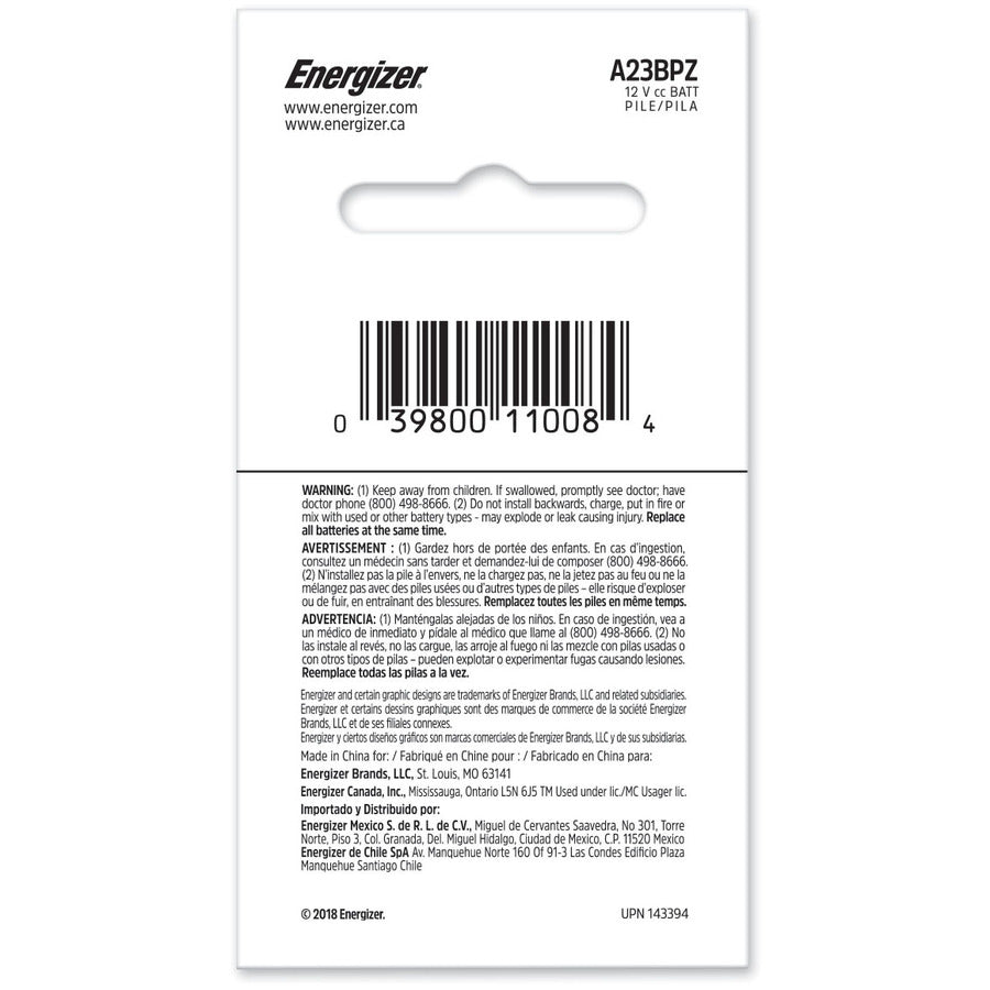 Energizer A23 Electronic 12V Alkaline Battery - A23BPZ