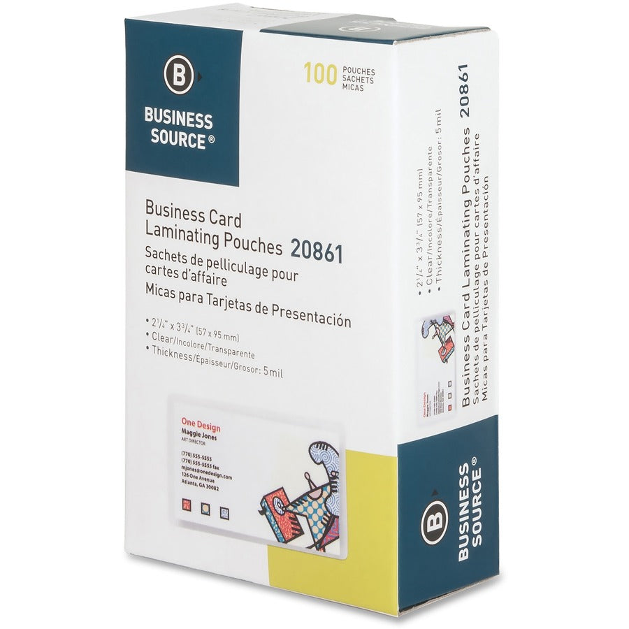 Business Source 5 mil Business Card Laminating Pouches - 20861