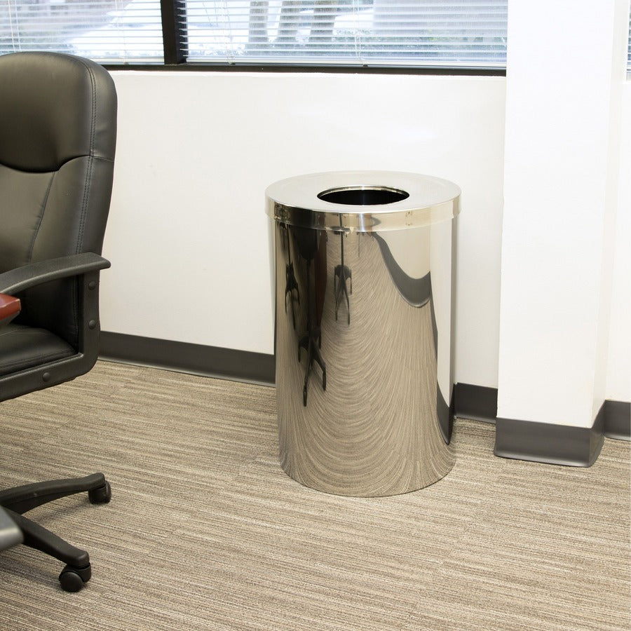 Genuine Joe 30 Gallon Stainless Steel Trash Receptacle - 58895