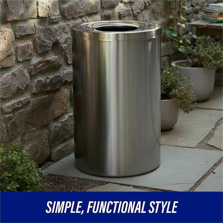 Genuine Joe 30 Gallon Stainless Steel Trash Receptacle - 58895