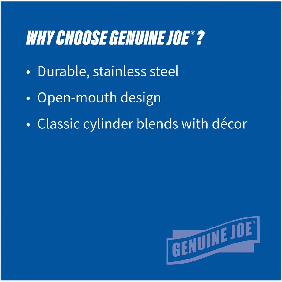 Genuine Joe 30 Gallon Stainless Steel Trash Receptacle - 58895