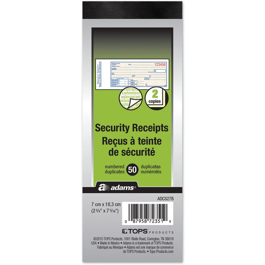 Adams Security Receipt Book - ADCS27B